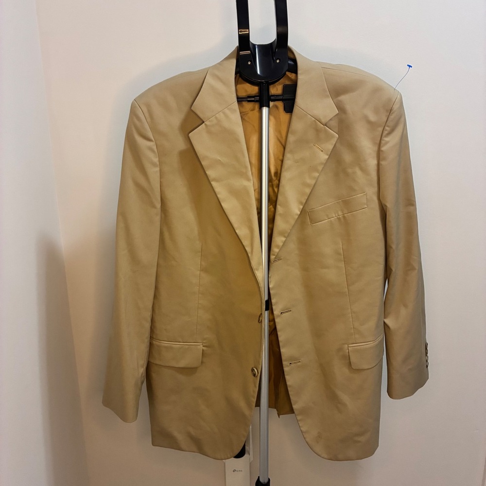Brooks Brothers 346 Mens 44R Tan Khaki Cotton Blend 2 Button Blazer Sport Coat